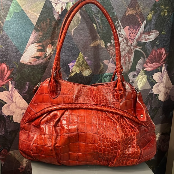 FURLA Red Croc Embossed EUC - Picture 3 of 9